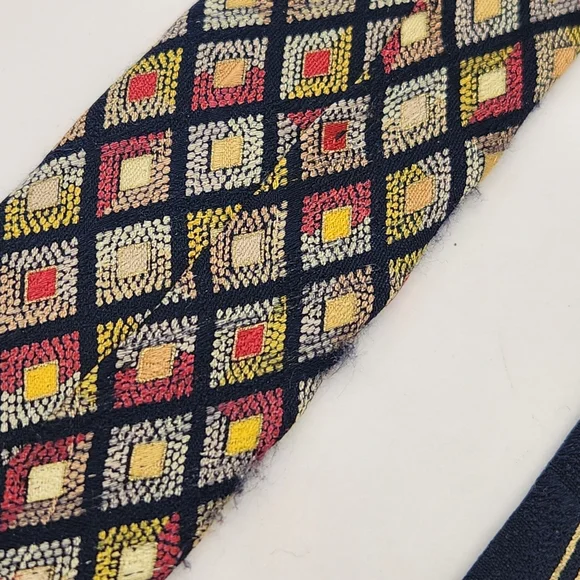 Vitaliano Pancaldi necktie black red 100%silk abstract tie luxury handmade Italy